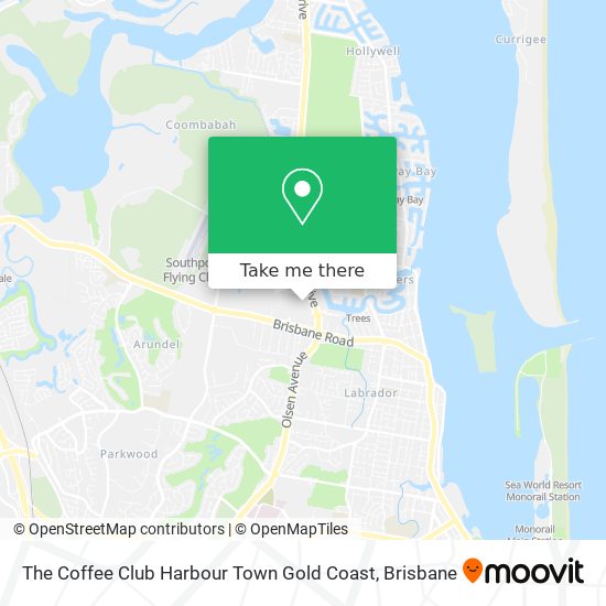 Mapa The Coffee Club Harbour Town Gold Coast