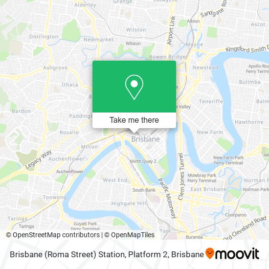 Mapa Brisbane (Roma Street) Station, Platform 2