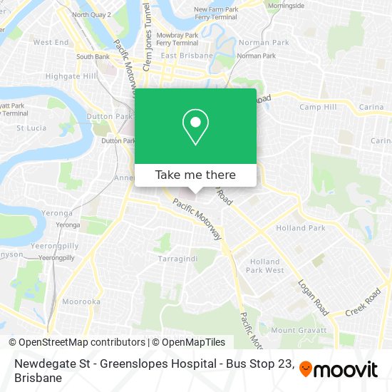 Mapa Newdegate St - Greenslopes Hospital - Bus Stop 23