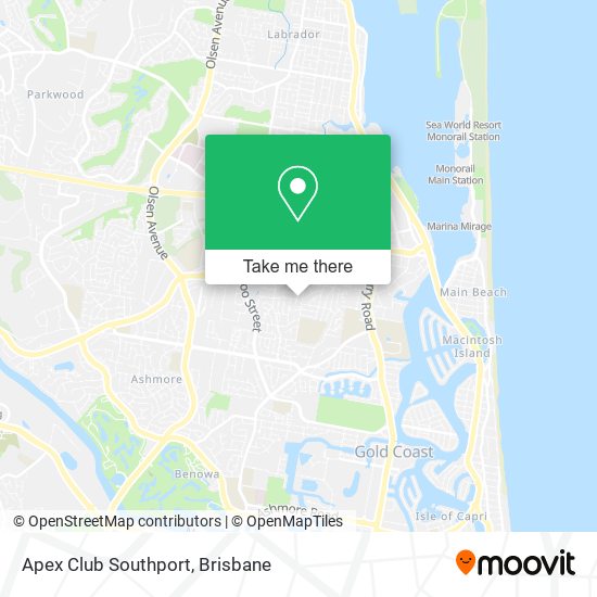 Apex Club Southport map