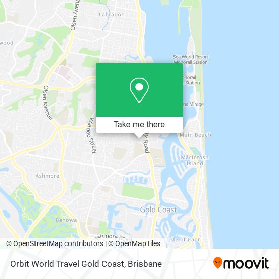 Orbit World Travel Gold Coast map
