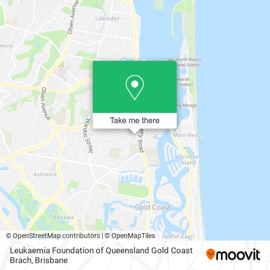 Leukaemia Foundation of Queensland Gold Coast Brach map
