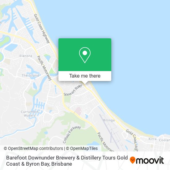 Mapa Barefoot Downunder Brewery & Distillery Tours Gold Coast & Byron Bay