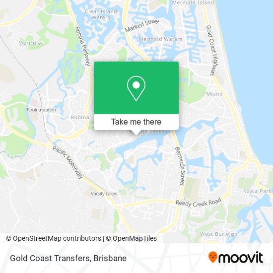 Gold Coast Transfers map