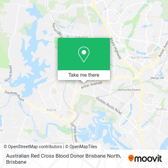 Australian Red Cross Blood Donor Brisbane North map