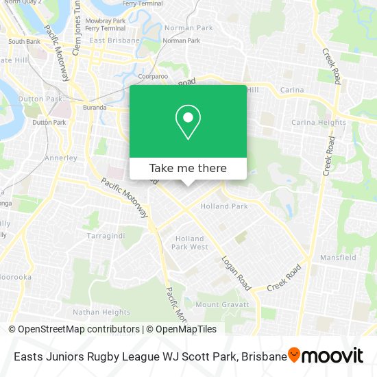 Easts Juniors Rugby League WJ Scott Park map