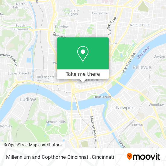 Millennium and Copthorne-Cincinnati map