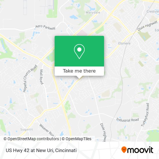 US Hwy 42 at New Uri map