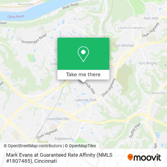 Mapa de Mark Evans at Guaranteed Rate Affinity (NMLS #1807485)