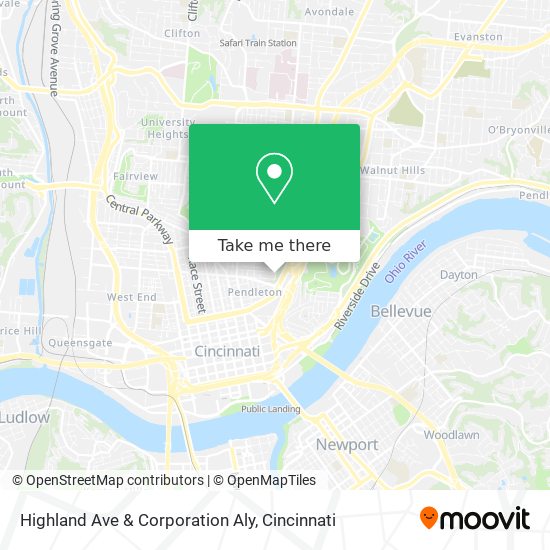 Highland Ave & Corporation Aly map