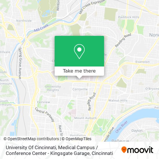 University Of Cincinnati, Medical Campus / Conference Center - Kingsgate Garage map