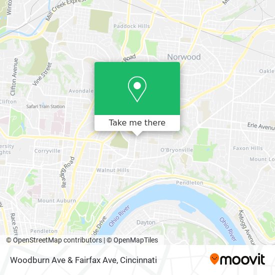 Woodburn Ave & Fairfax Ave map