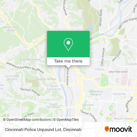 Mapa de Cincinnati Police Unpound Lot