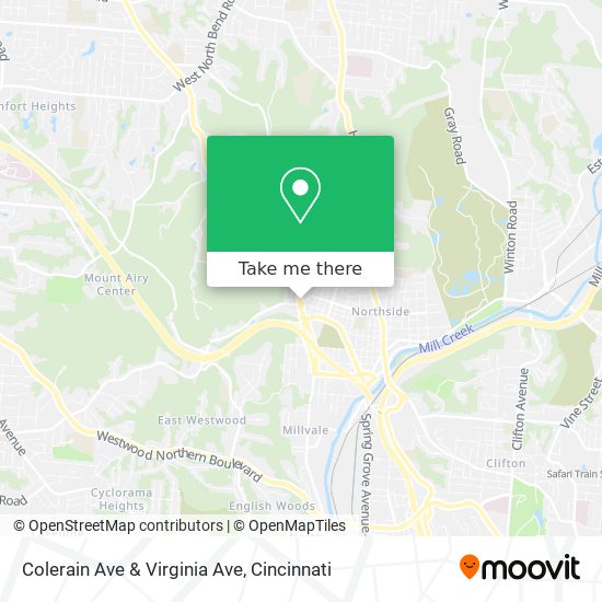 Colerain Ave & Virginia Ave map
