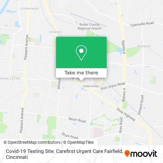 Covid-19 Testing Site: Carefirst Urgent Care Fairfield map
