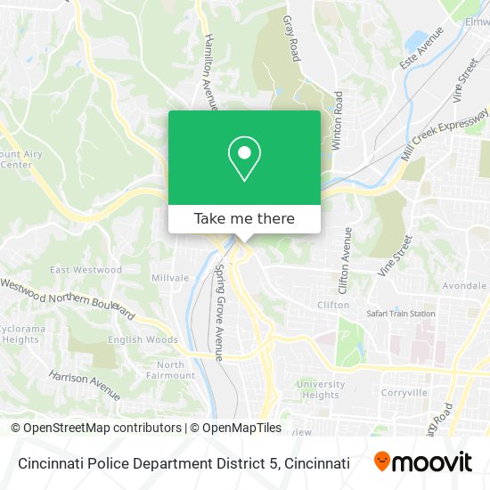 Mapa de Cincinnati Police Department District 5