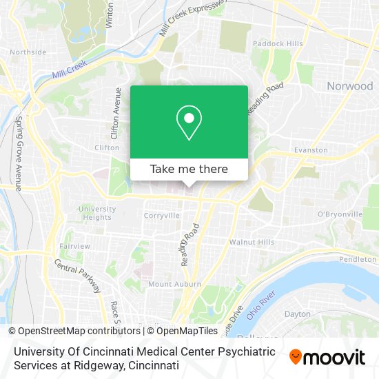 University Of Cincinnati Medical Center Psychiatric Services at Ridgeway map