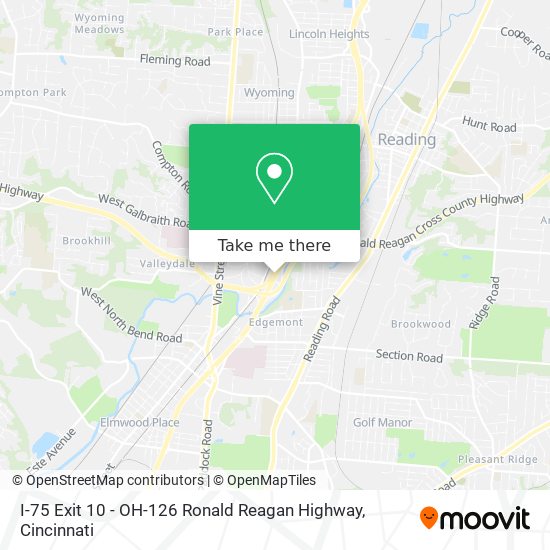 I-75 Exit 10 - OH-126 Ronald Reagan Highway map