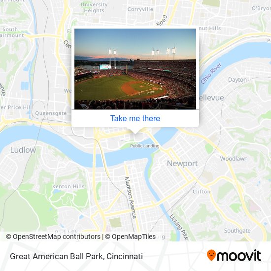 How to get to Great American Ball Park in Cincinnati by Bus or Light Rail?