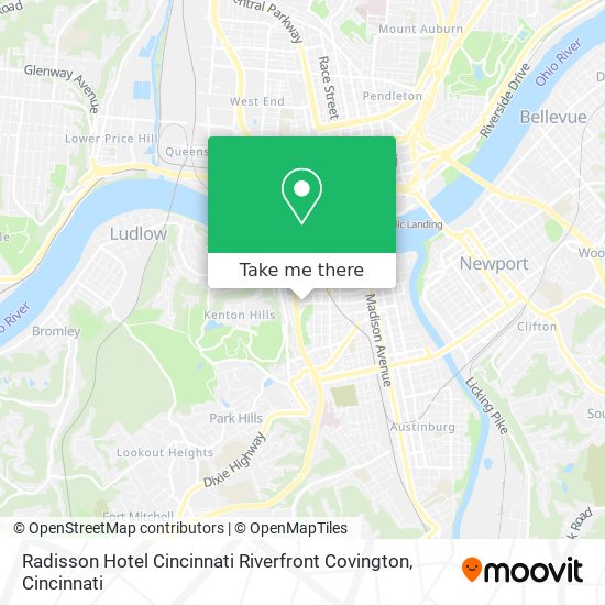 Radisson Hotel Cincinnati Riverfront Covington map