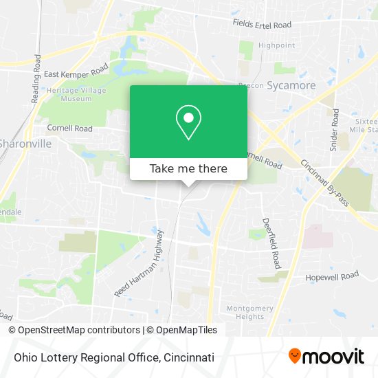 Ohio Lottery Regional Office map
