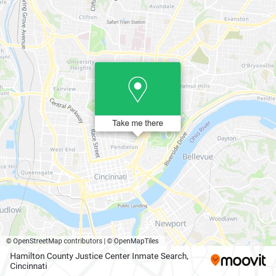 Hamilton County Justice Center Inmate Search map