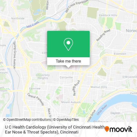 U C Health Cardiology (University of Cincinnati Health Ear Nose & Throat Speclsts) map