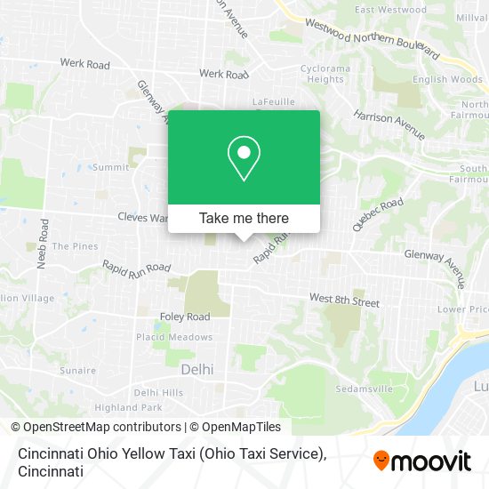 Mapa de Cincinnati Ohio Yellow Taxi (Ohio Taxi Service)