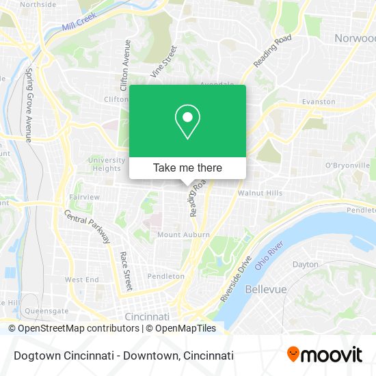 Mapa de Dogtown Cincinnati - Downtown