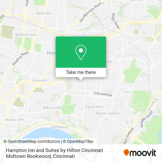 Hampton Inn and Suites by Hilton Cincinnati Midtown Rookwood map