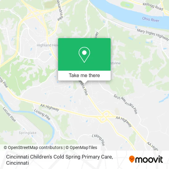 Cincinnati Children's Cold Spring Primary Care map