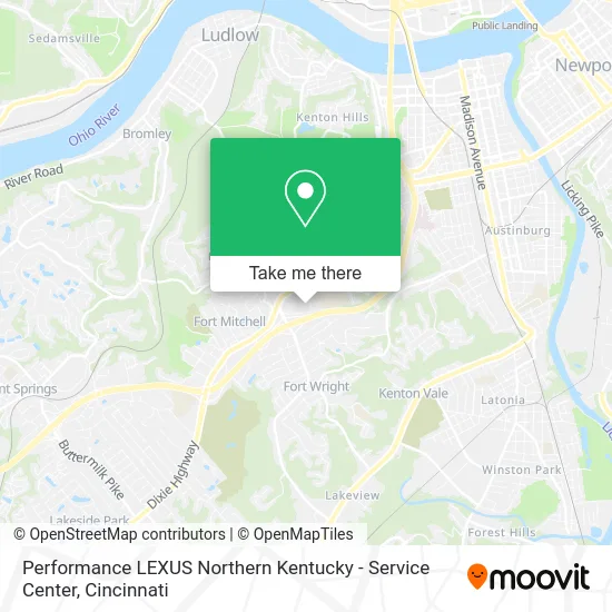 Performance LEXUS Northern Kentucky - Service Center map