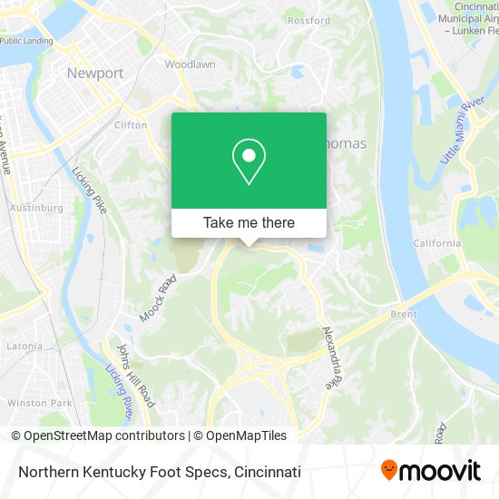 Northern Kentucky Foot Specs map
