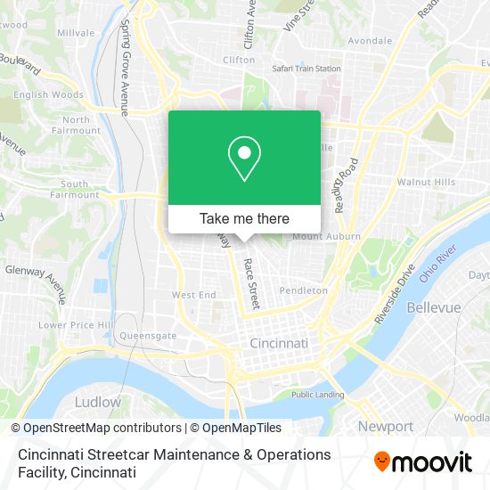 Mapa de Cincinnati Streetcar Maintenance & Operations Facility