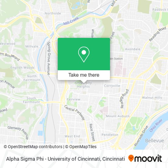 Alpha Sigma Phi - University of Cincinnati map