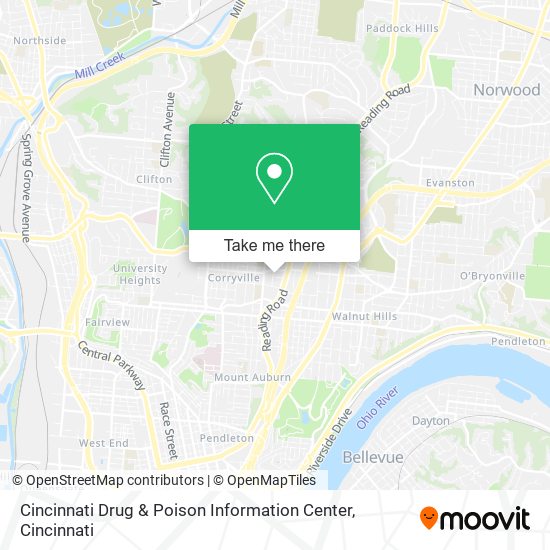 Cincinnati Drug & Poison Information Center map