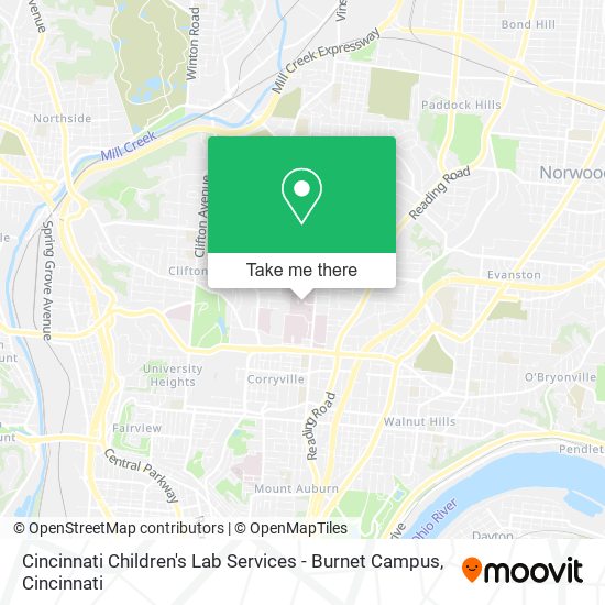 Cincinnati Children's Lab Services - Burnet Campus map