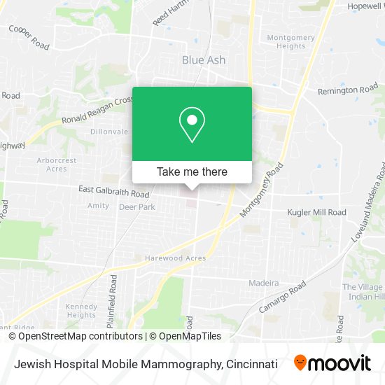 Jewish Hospital Mobile Mammography map