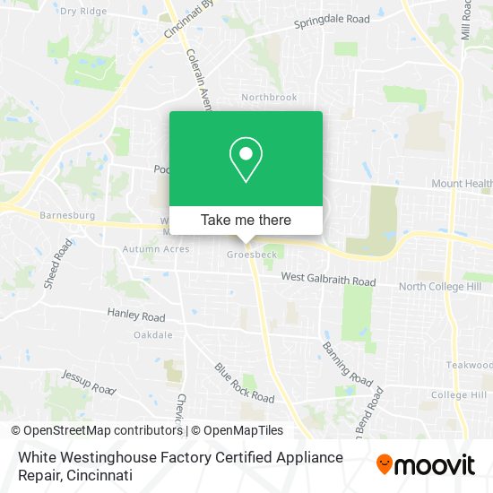 White Westinghouse Factory Certified Appliance Repair map