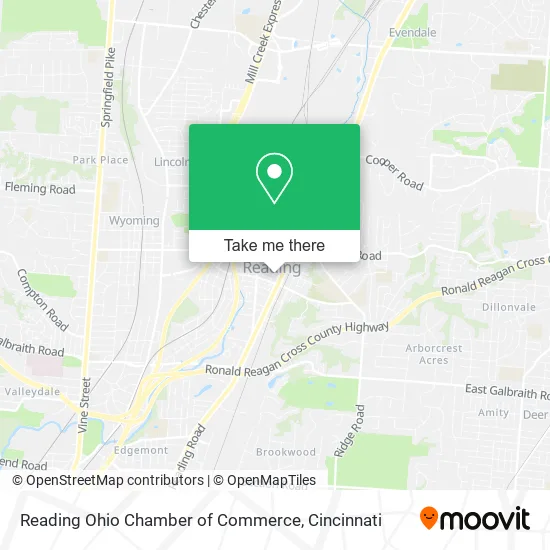 Reading Ohio Chamber of Commerce map