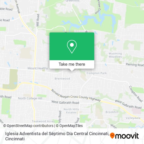 Mapa de Iglesia Adventista del Séptimo Día Central Cincinnati