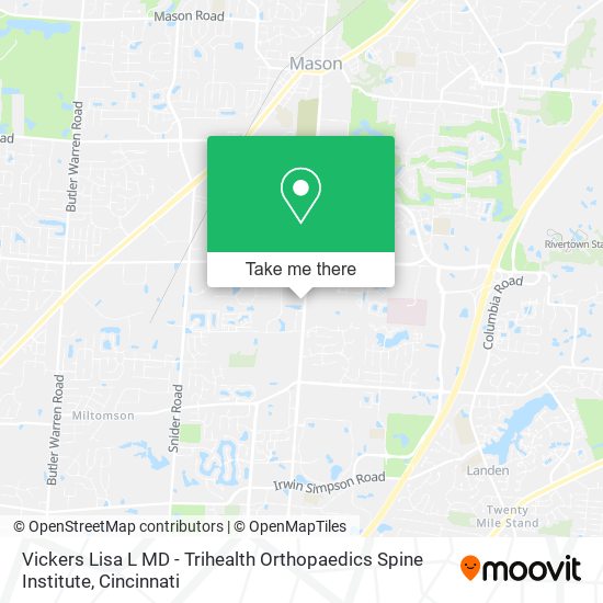 Mapa de Vickers Lisa L MD - Trihealth Orthopaedics Spine Institute