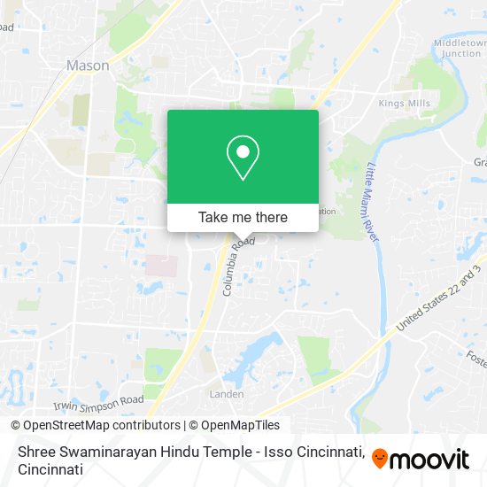 Shree Swaminarayan Hindu Temple - Isso Cincinnati map