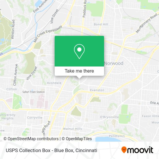 Mapa de USPS Collection Box - Blue Box