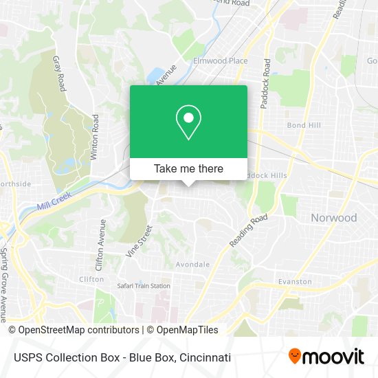 Mapa de USPS Collection Box - Blue Box