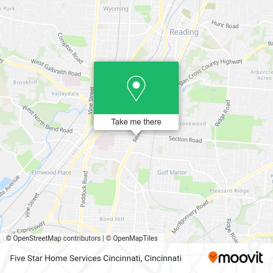 Mapa de Five Star Home Services Cincinnati