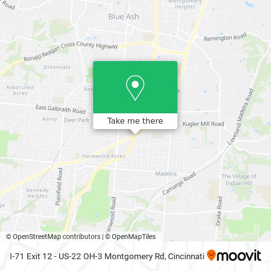Mapa de I-71 Exit 12 - US-22 OH-3 Montgomery Rd