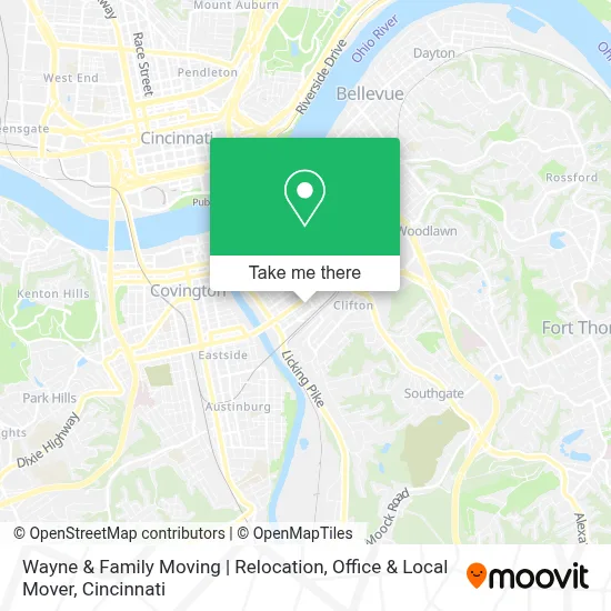 Wayne & Family Moving | Relocation, Office & Local Mover map