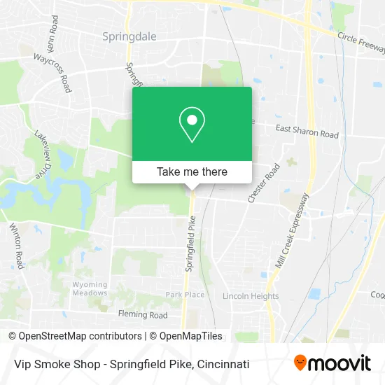 Vip Smoke Shop - Springfield Pike map
