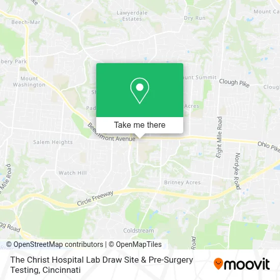 The Christ Hospital Lab Draw Site & Pre-Surgery Testing map